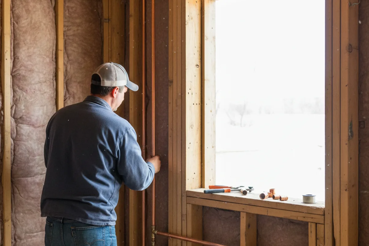 Licensed plumber running new copper supply lines in a Kalispell home
