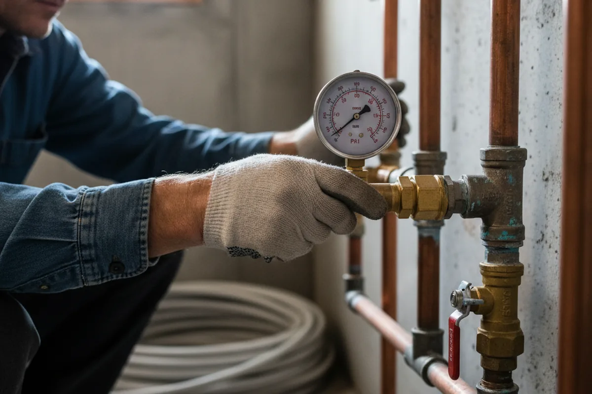 Pressure testing a repaired line during Water Line Repair in Kalispell